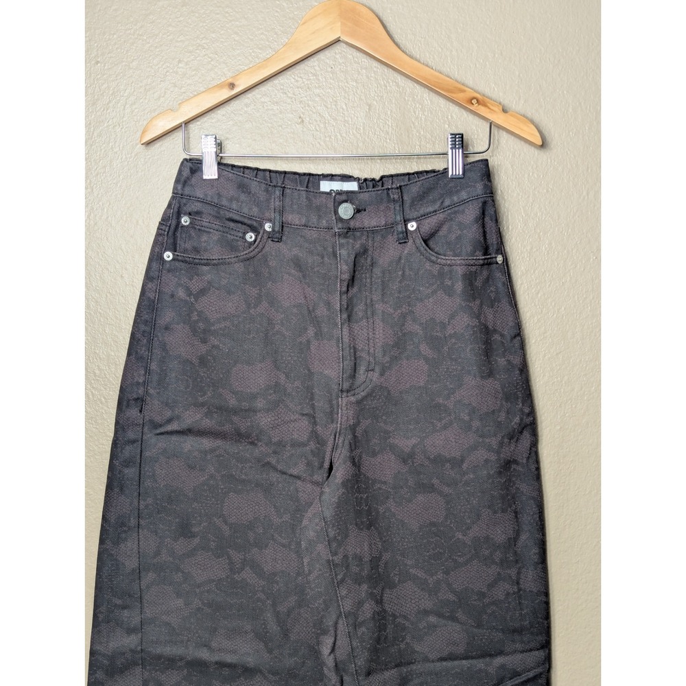 Obey Floral Lace Denim Pants Womens 26 Black Straight Leg High Rise Streetwear - Picture 3 of 12